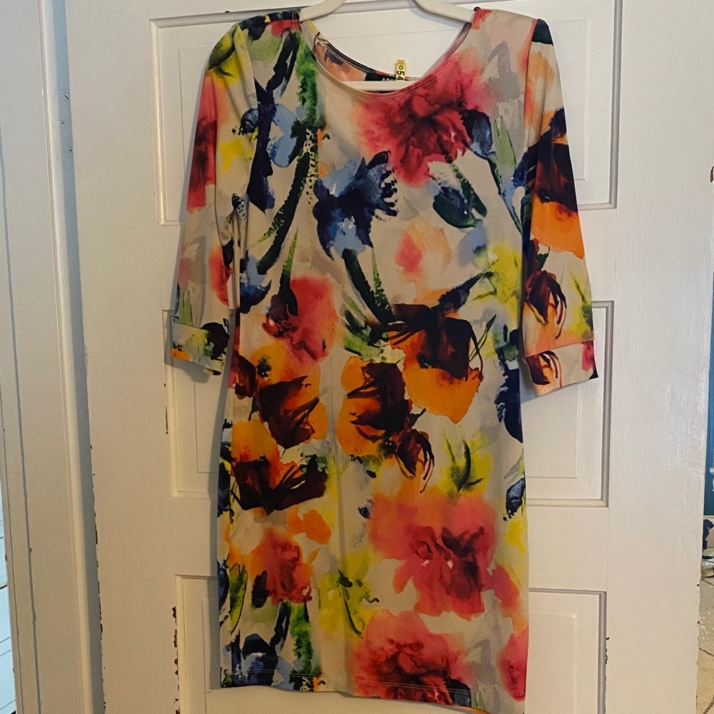 Floral Watercolor Midi Dress in Multicolor